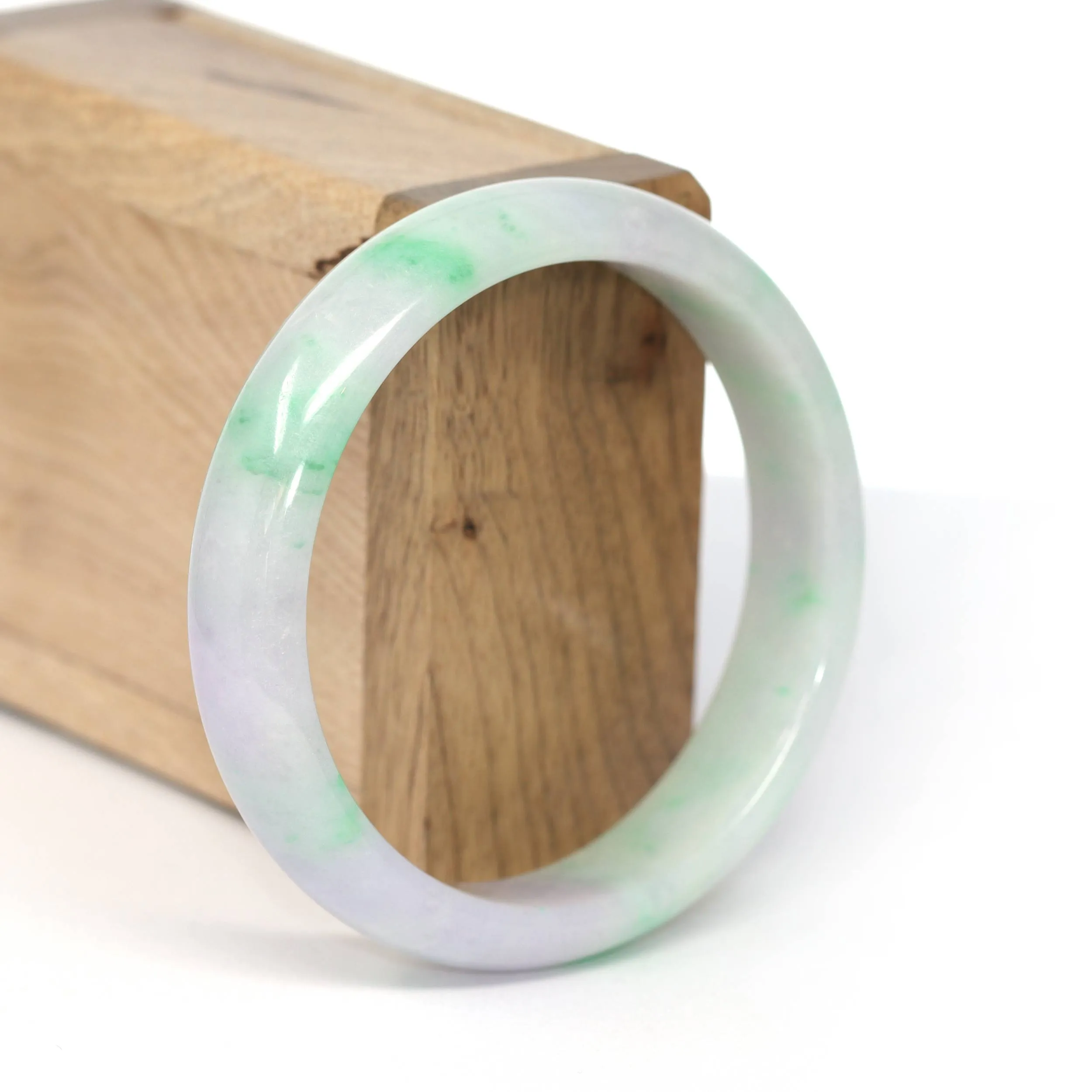 Genuine Burmese Lavender & Green Jadeite Jade Bangle Bracelet ( 59.21 mm ) #237