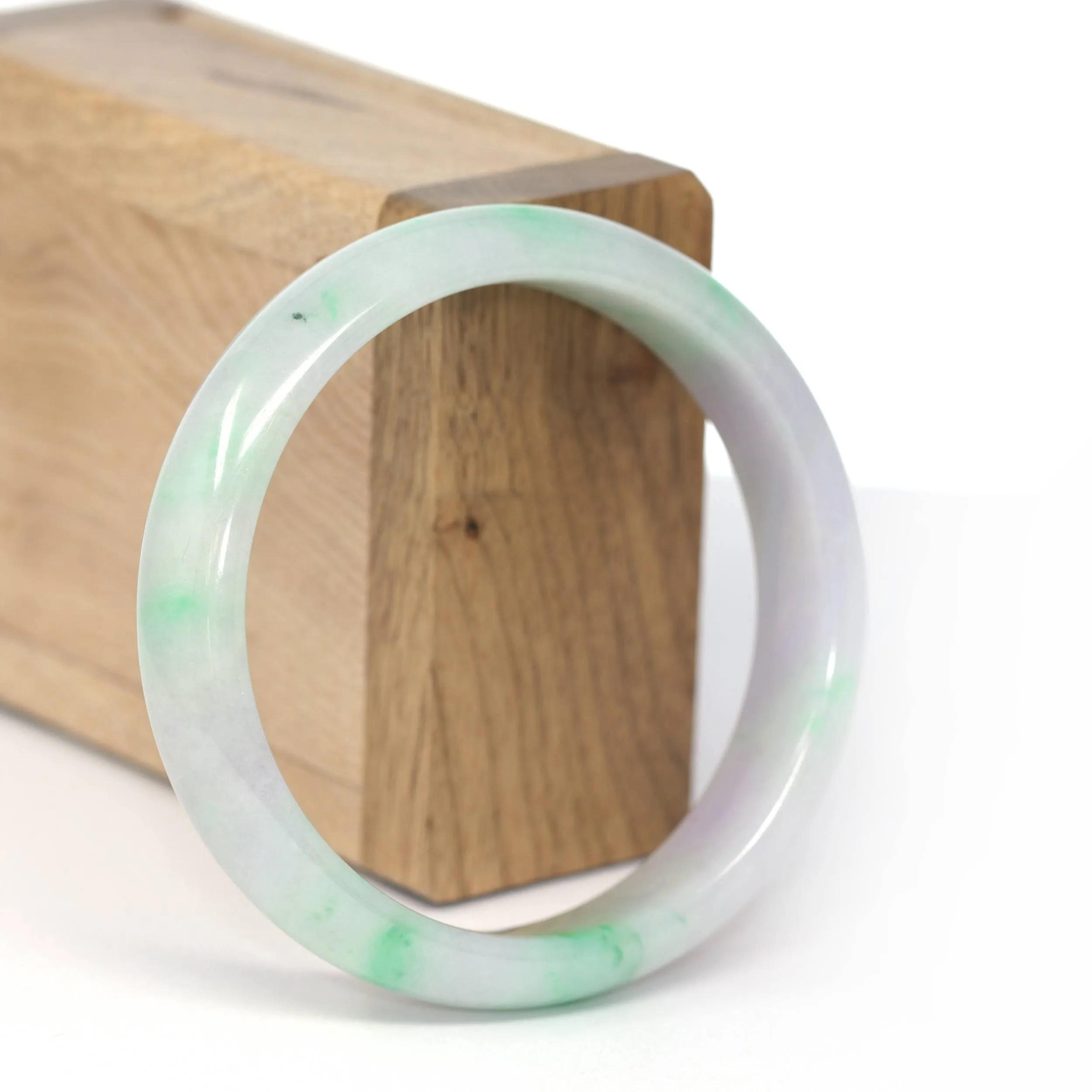 Genuine Burmese Lavender & Green Jadeite Jade Bangle Bracelet ( 59.21 mm ) #237