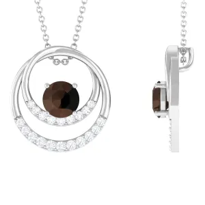 Geometric Shape Smoky Quartz and Diamond Eternity Pendant