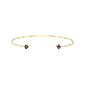 Geometrischer Offen Amethyst Armreif in 9ct Gelb Gold