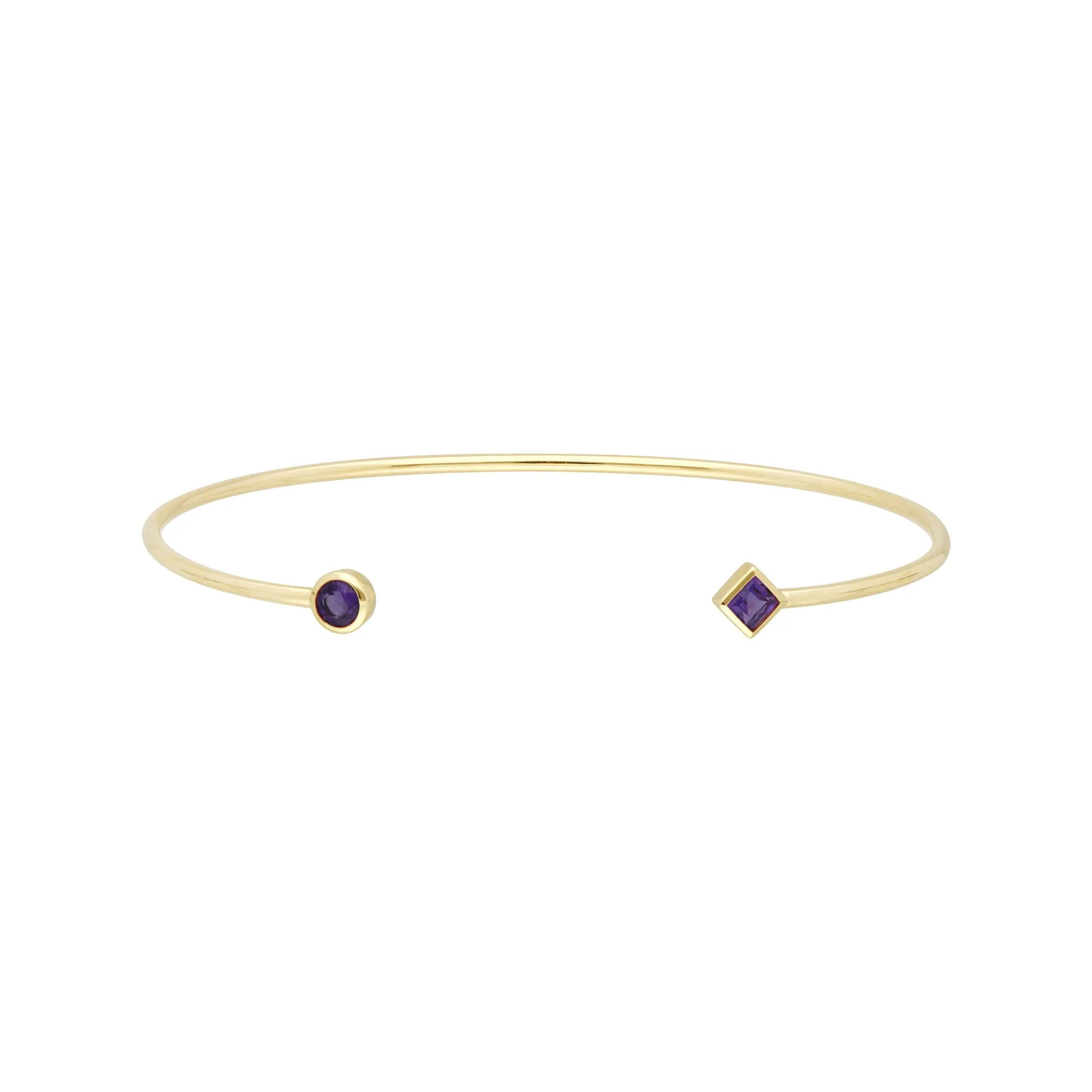 Geometrischer Offen Amethyst Armreif in 9ct Gelb Gold