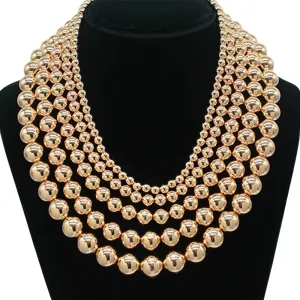 Gold Beaded Accending Layered Necklace in Gold