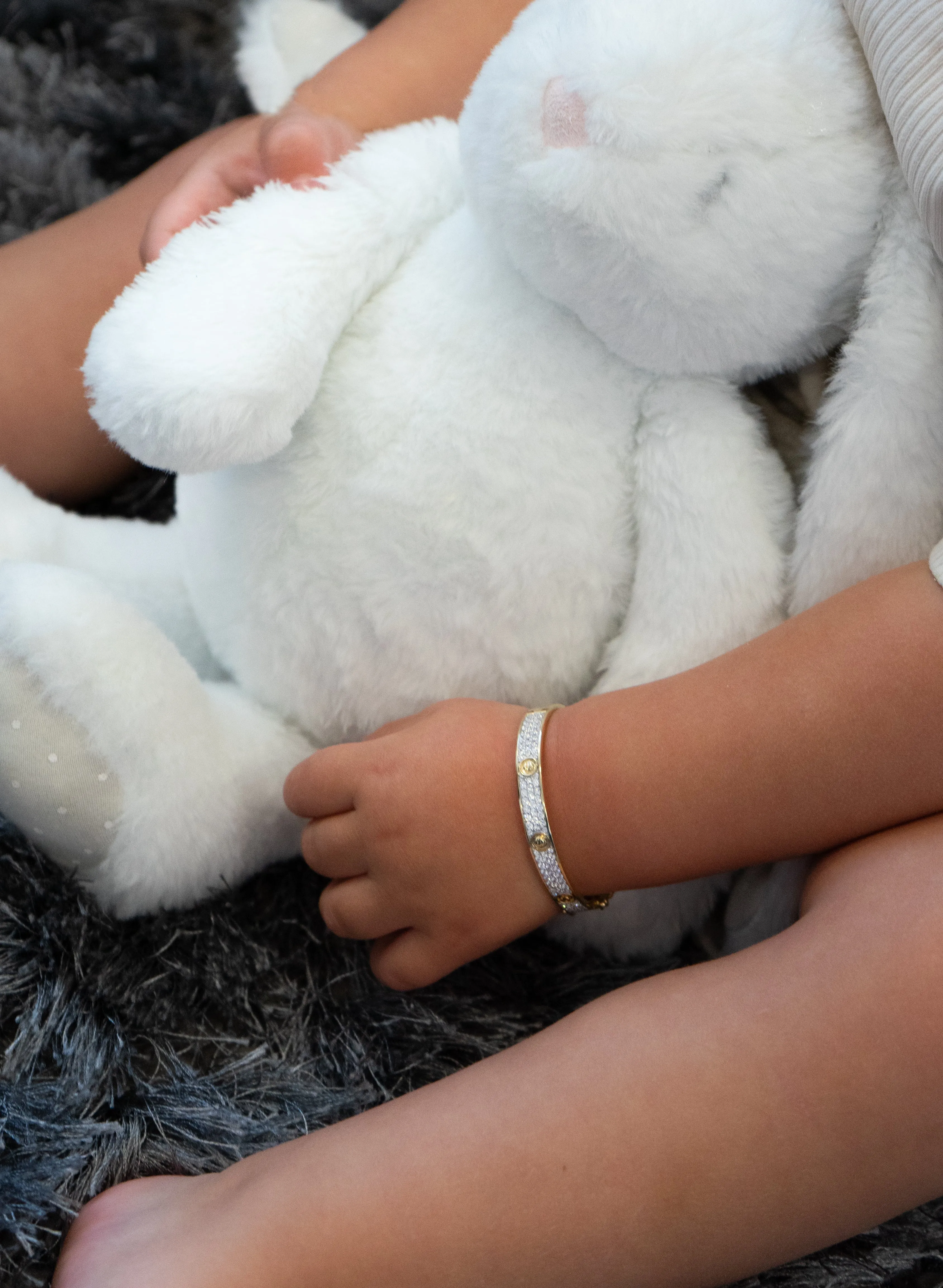 Gold CZ Screw Bangle - Children and Babies