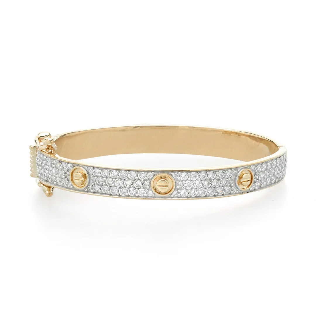 Gold CZ Screw Bangle - Children and Babies