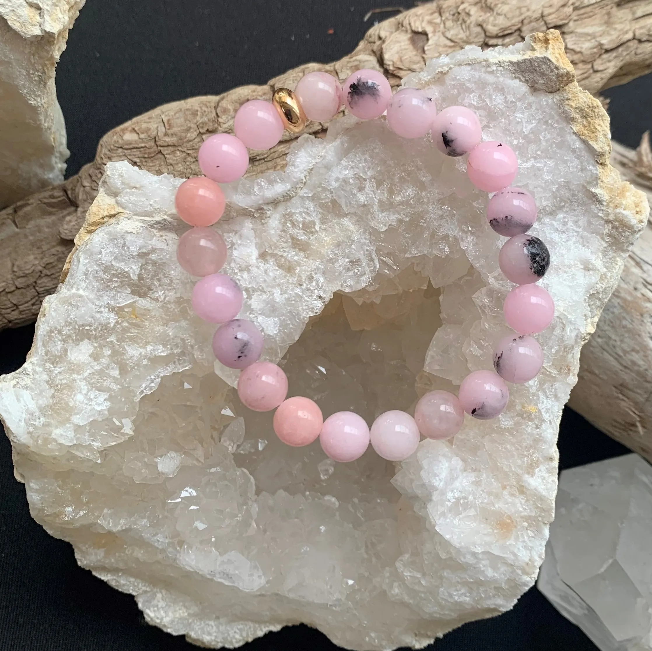 Gold Finish Cherry Blossom Jasper Bracelet