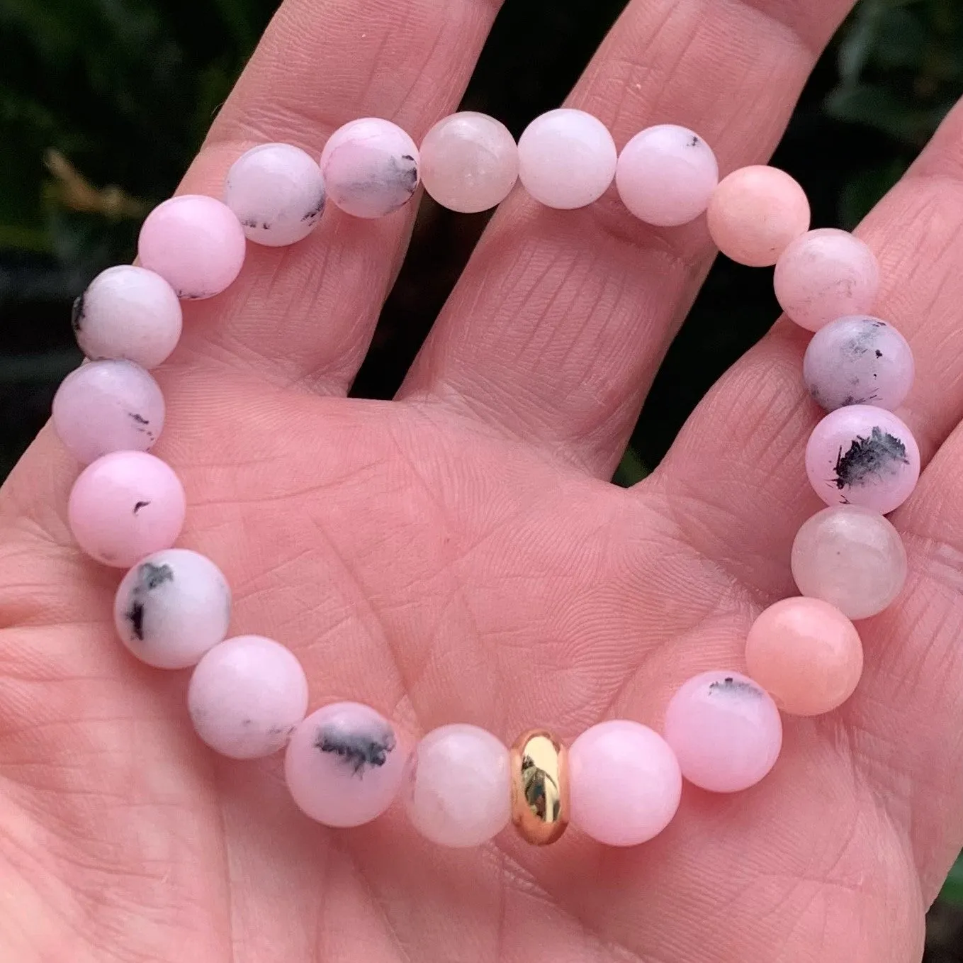 Gold Finish Cherry Blossom Jasper Bracelet