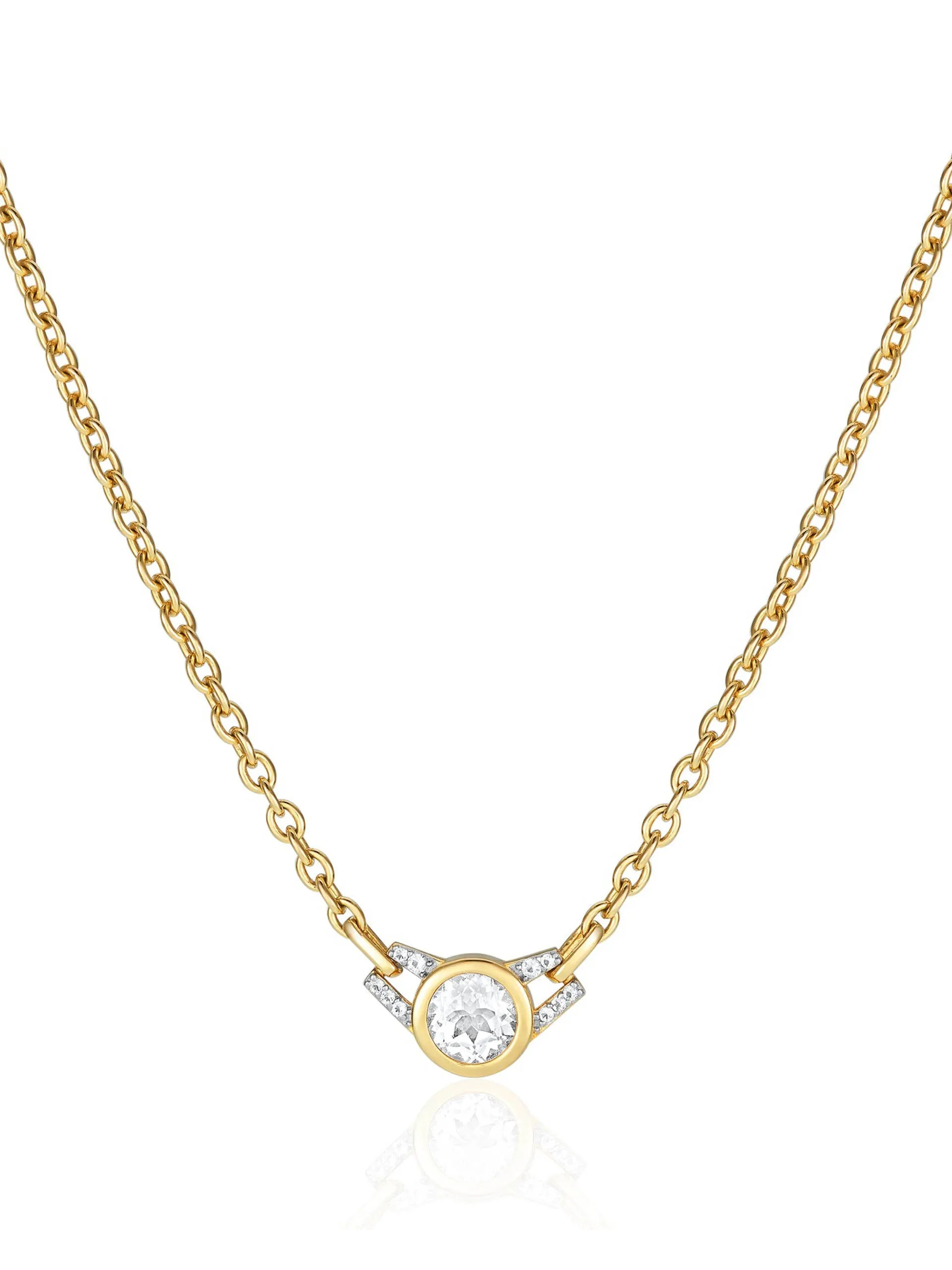 Gold Lucy choker necklace with white topaz