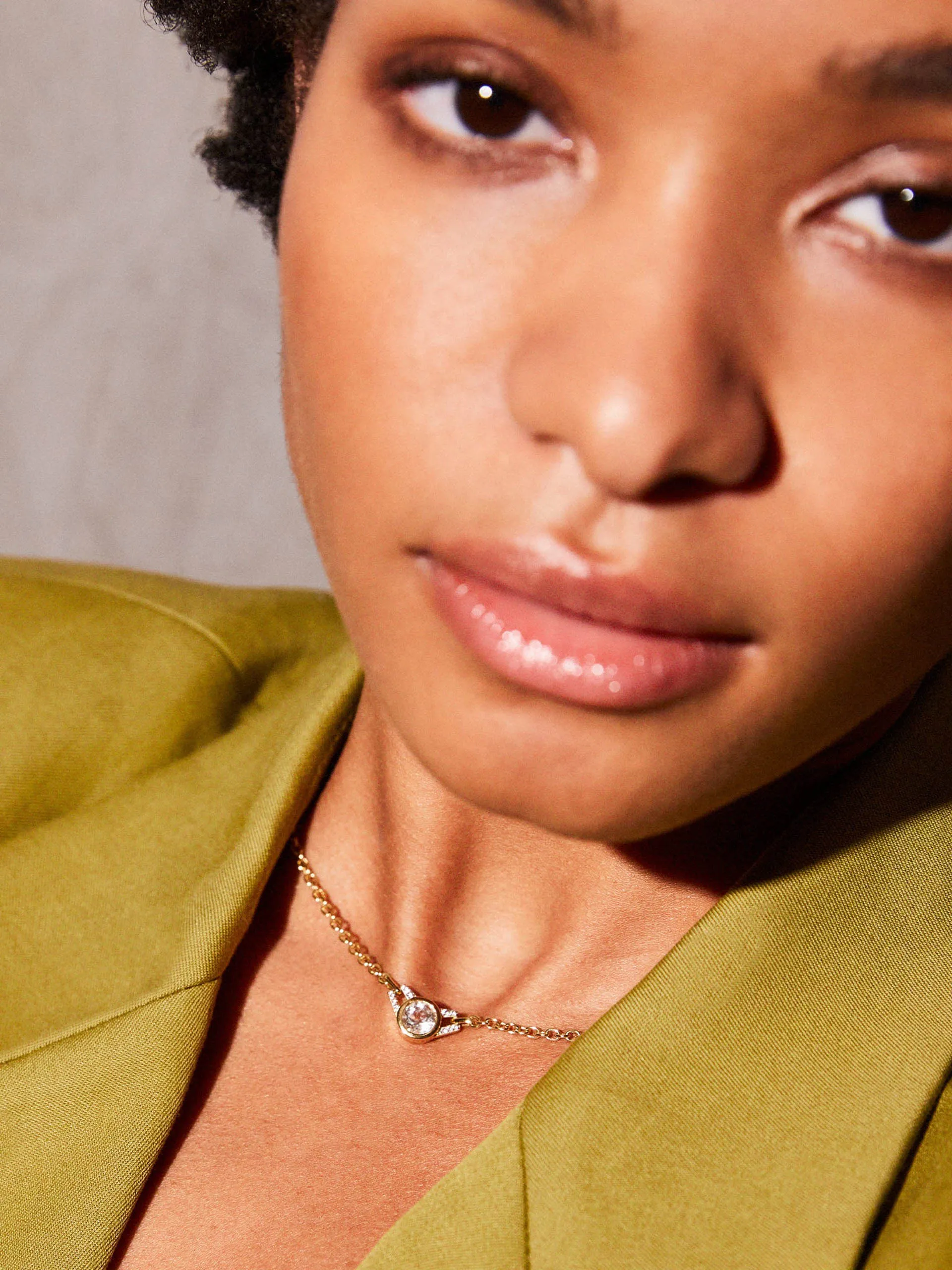 Gold Lucy choker necklace with white topaz