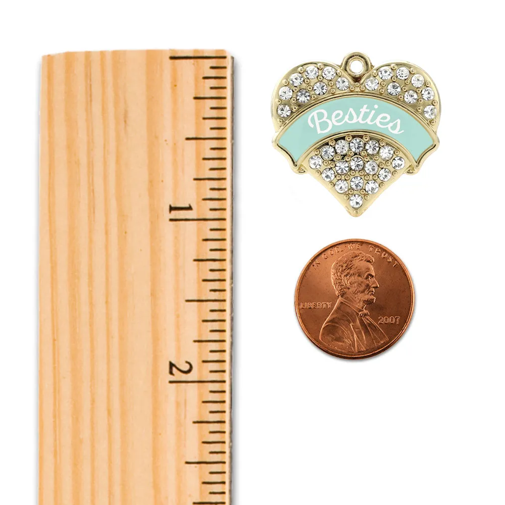 Gold Mint Besties Pave Heart Charm Toggle Bracelet