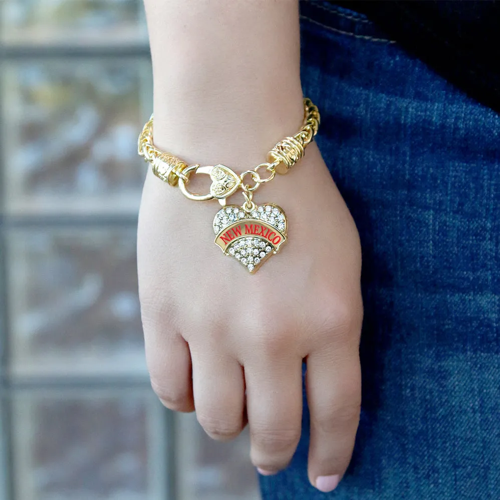 Gold New Mexico Pave Heart Charm Braided Bracelet