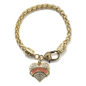 Gold New Mexico Pave Heart Charm Braided Bracelet