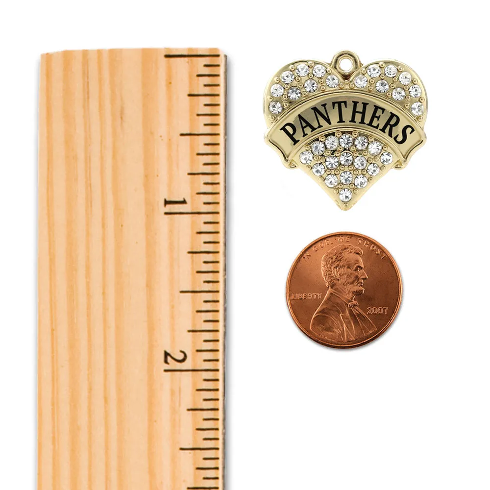 Gold Panthers Pave Heart Charm Toggle Bracelet