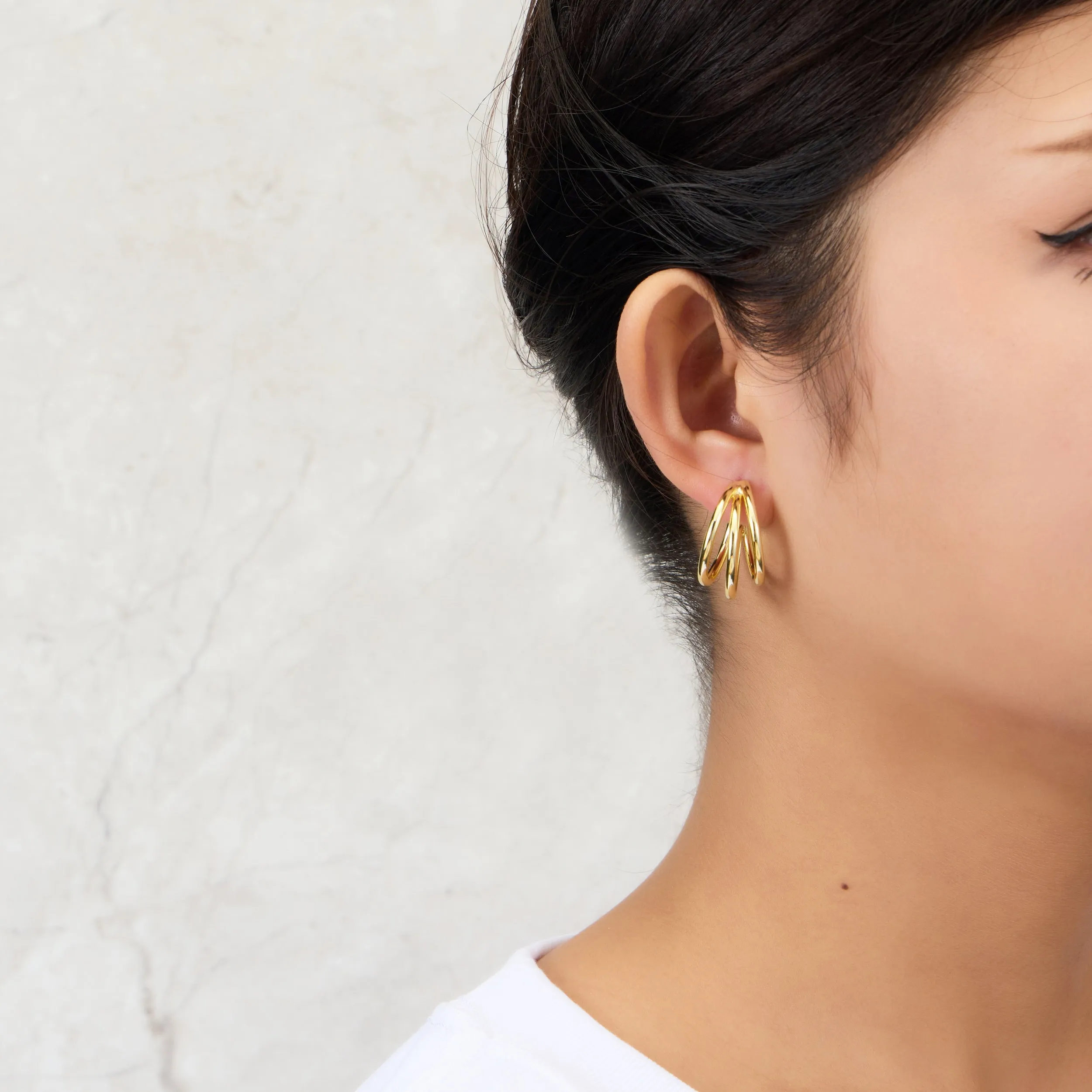 Gold Plated Triple Hoop Earrings