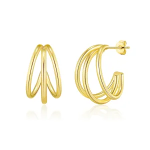 Gold Plated Triple Hoop Earrings
