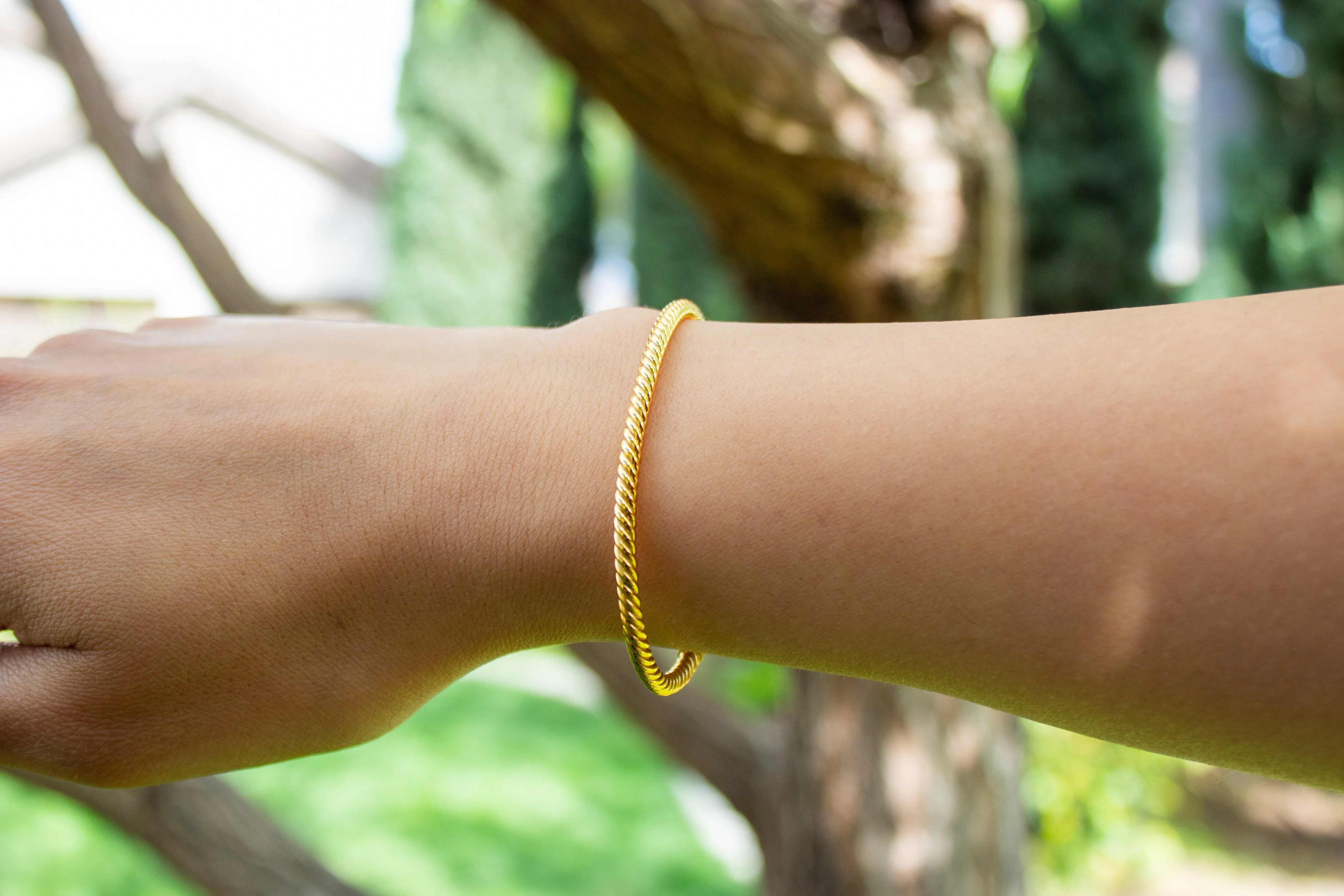Gold Plated Twist Bangle Bracelet