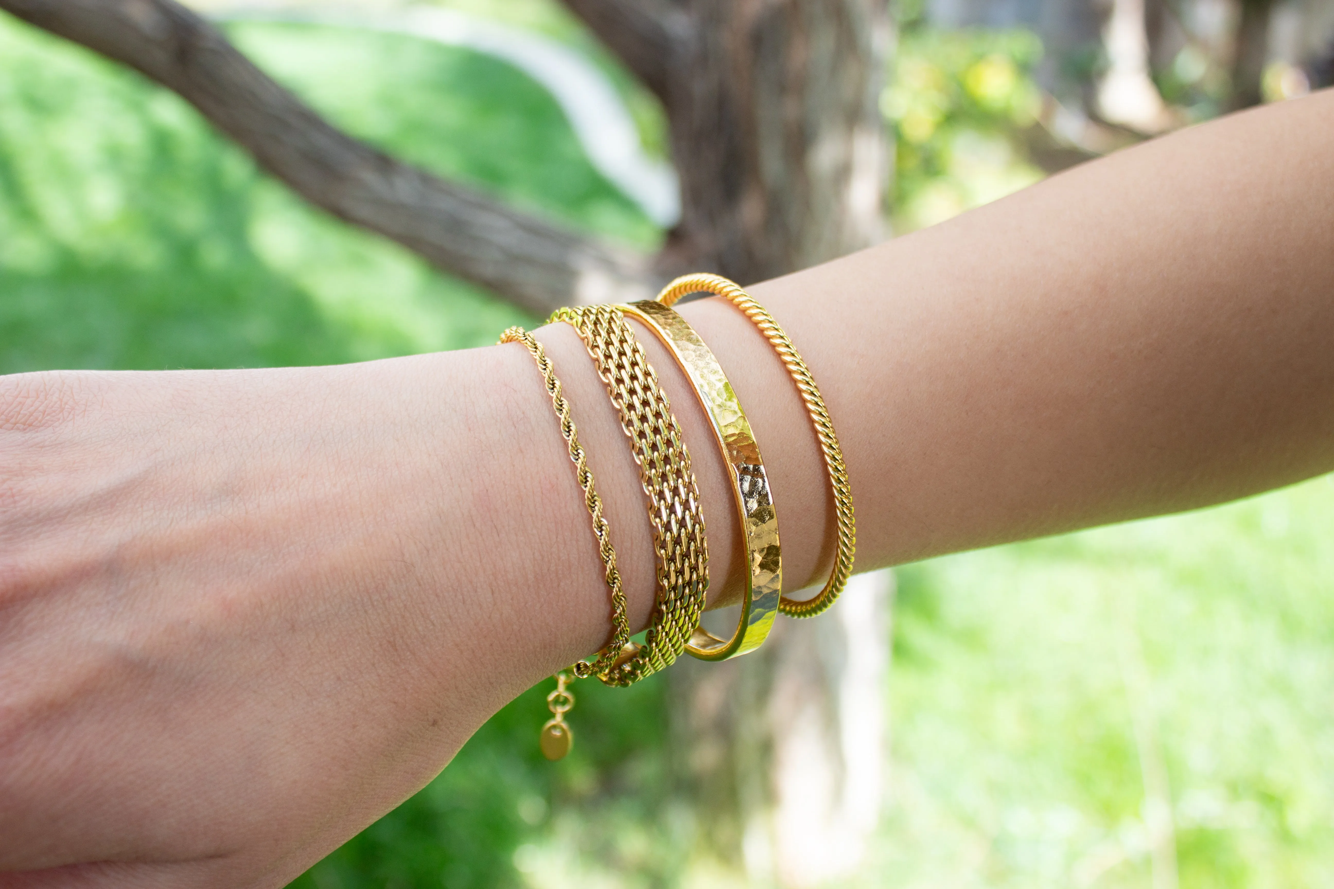 Gold Plated Twist Bangle Bracelet