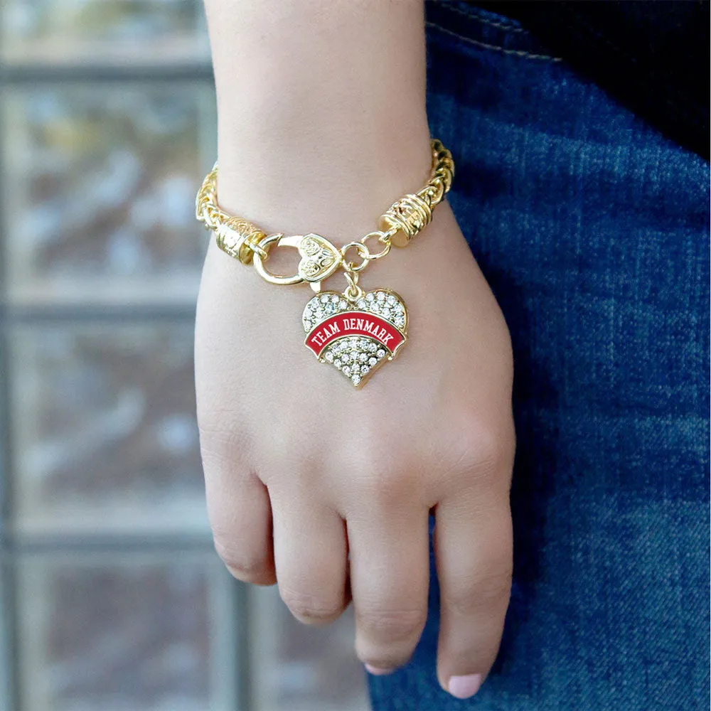 Gold Team Denmark Pave Heart Charm Braided Bracelet