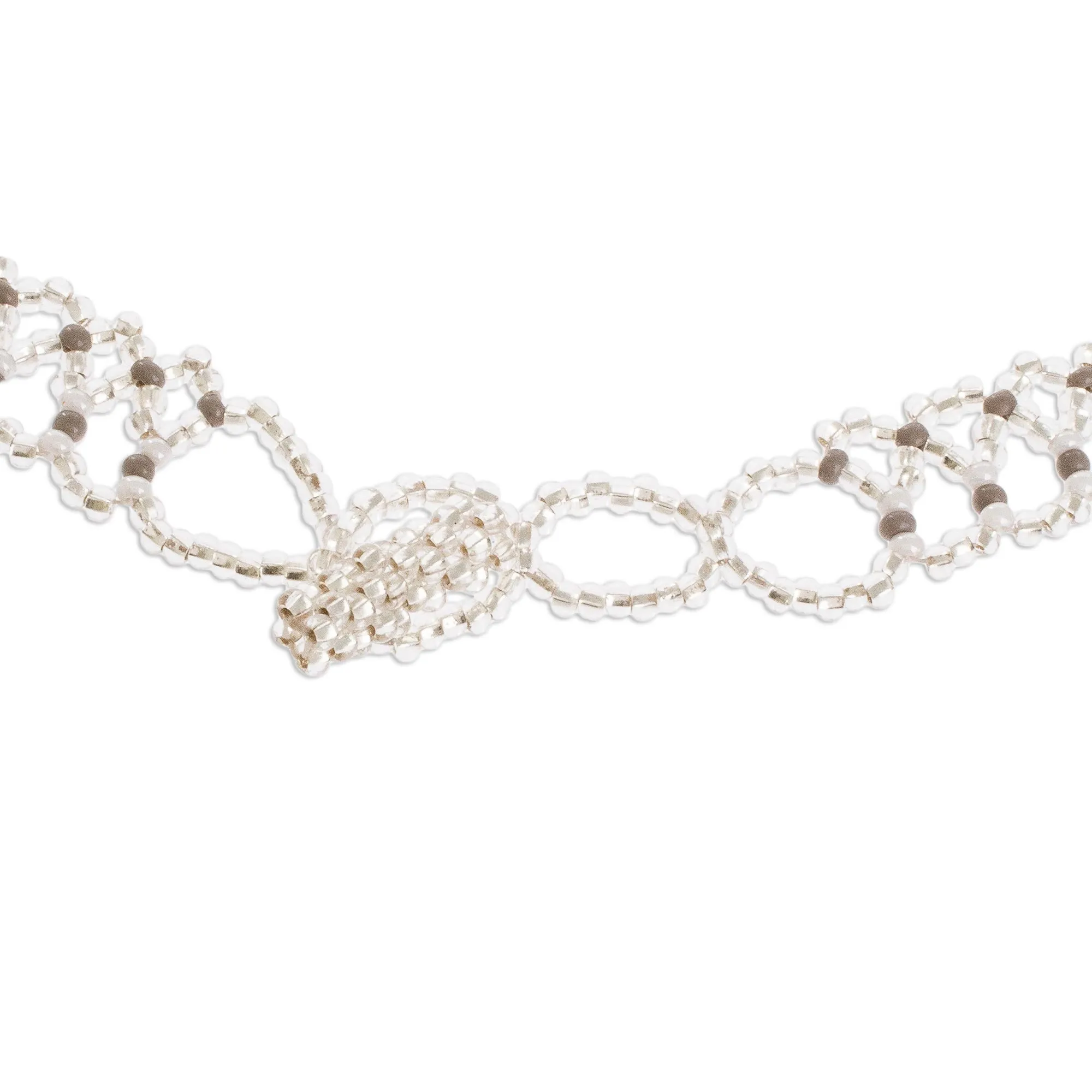 Grey and Clear Beaded Waterfall Necklace - Symphony of Color in Grey | NOVICA