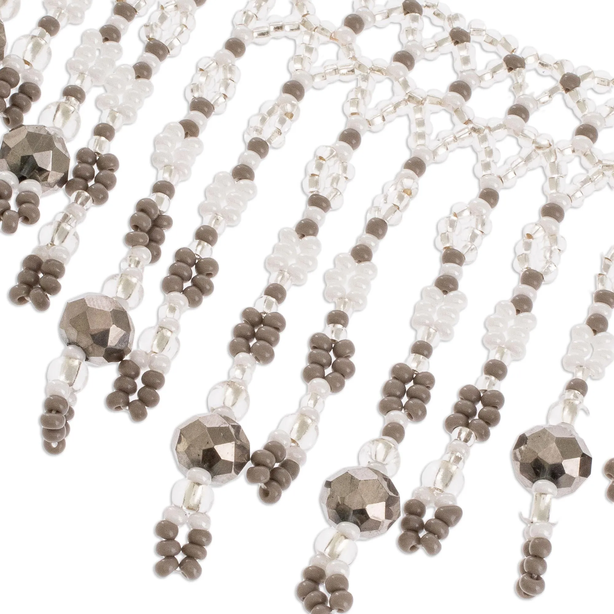 Grey and Clear Beaded Waterfall Necklace - Symphony of Color in Grey | NOVICA