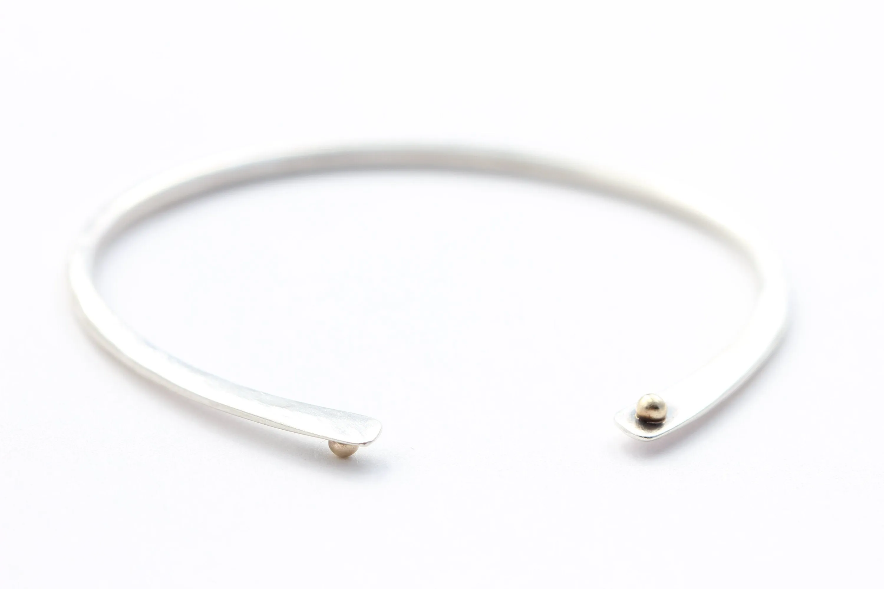 Hammered Sterling Silver Bracelet With 14k Gold Balls