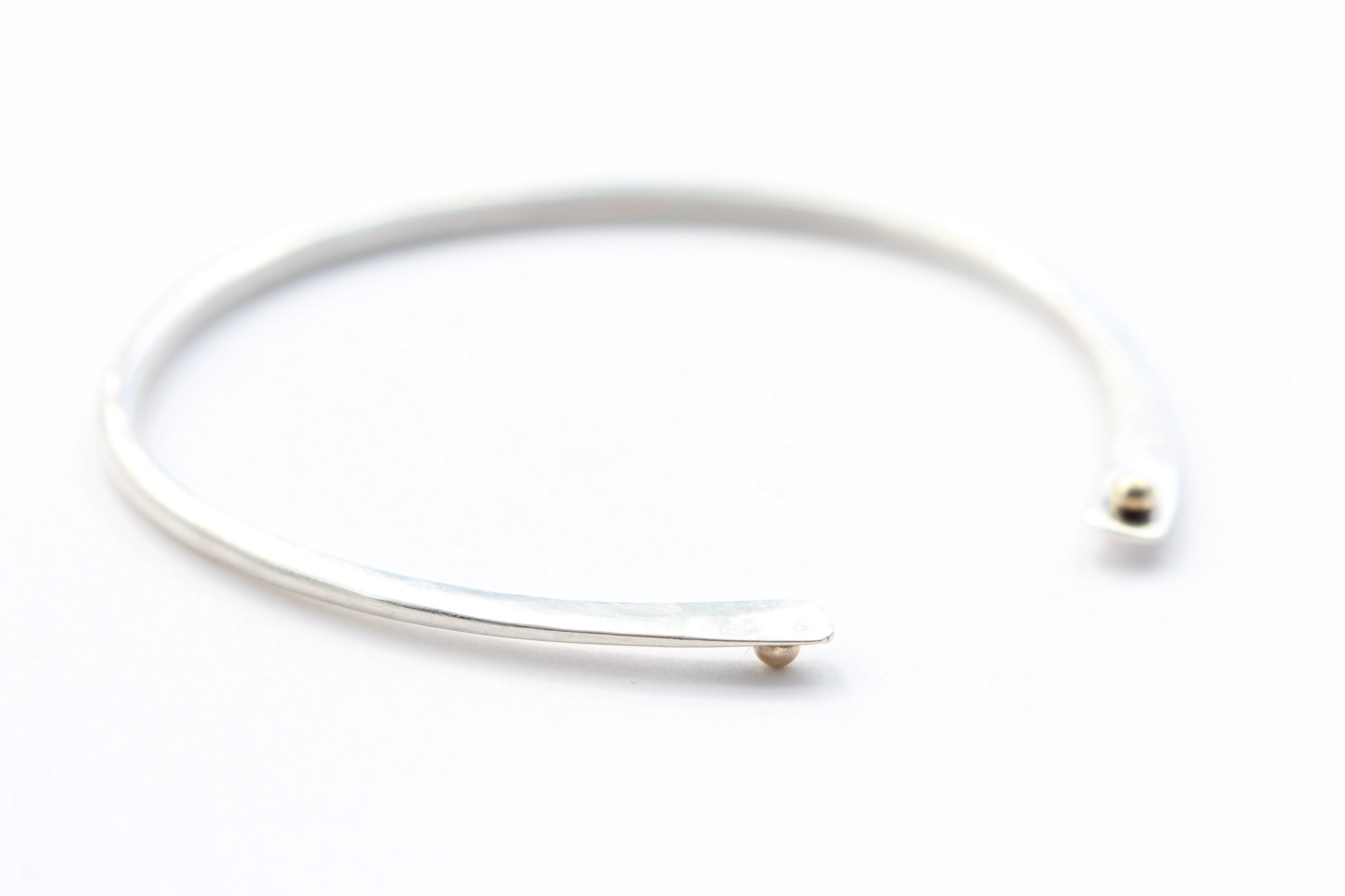 Hammered Sterling Silver Bracelet With 14k Gold Balls