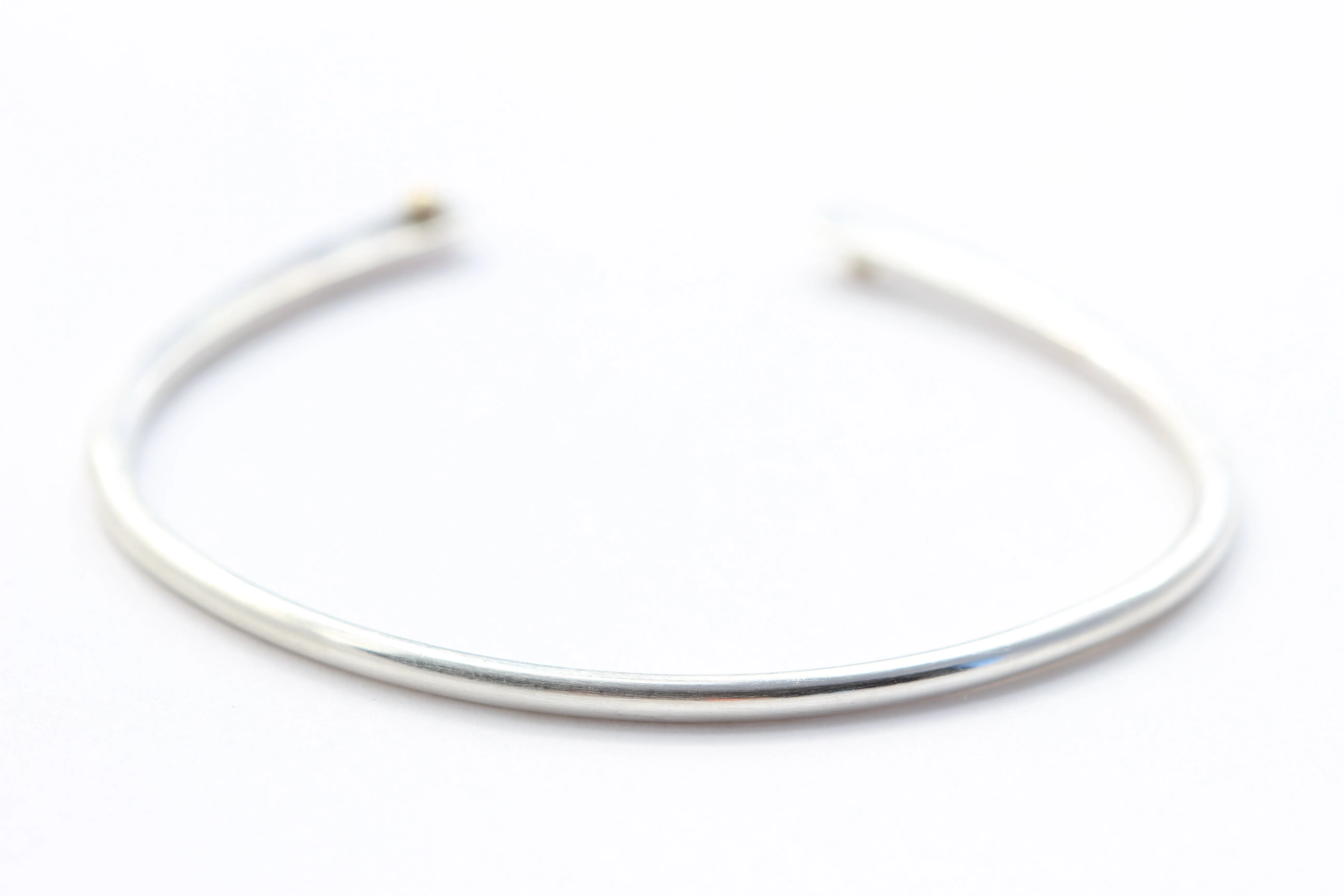 Hammered Sterling Silver Bracelet With 14k Gold Balls