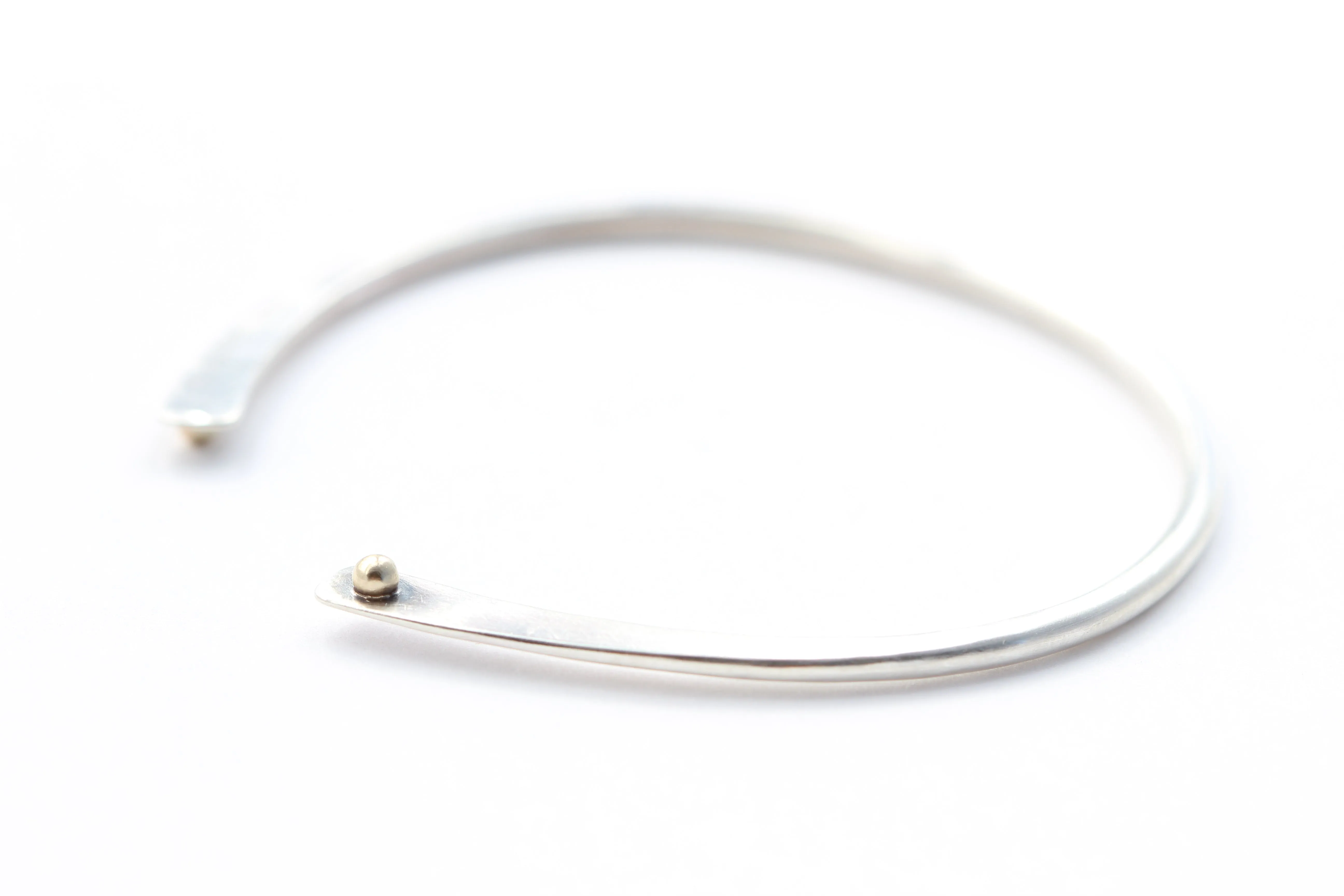 Hammered Sterling Silver Bracelet With 14k Gold Balls