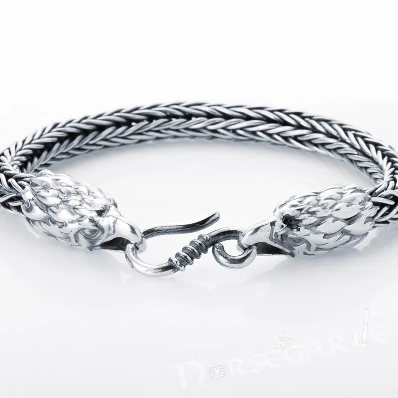 Handcrafted Heavy Wheat Chain Eagle Bracelet - Sterling Silver