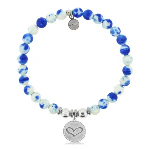 Heart Charm with Blue and White Jade Charity Bracelet