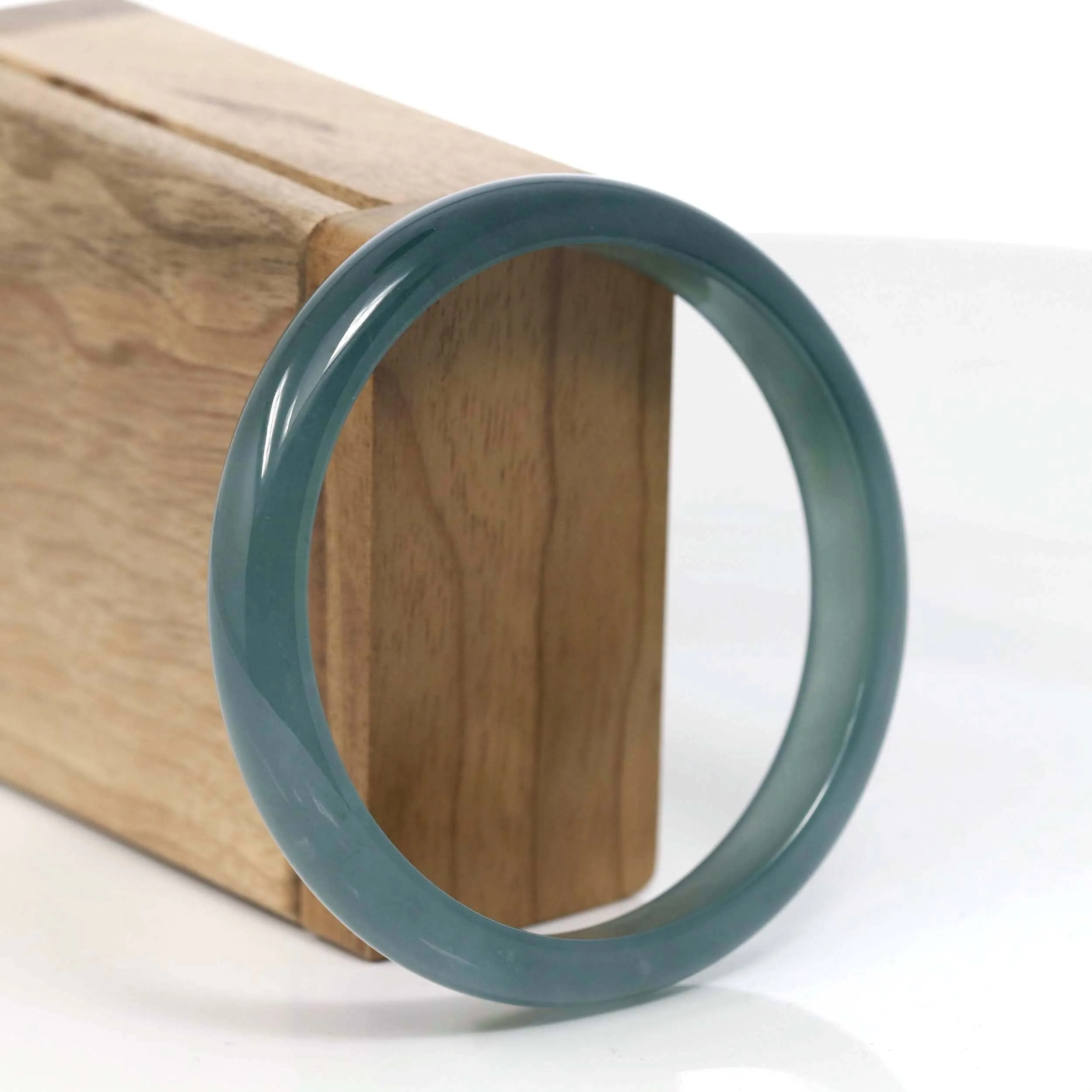 High Natural Guatemalan Blue Jadeite Jade Bangle Bracelet (56.26 mm) #T067