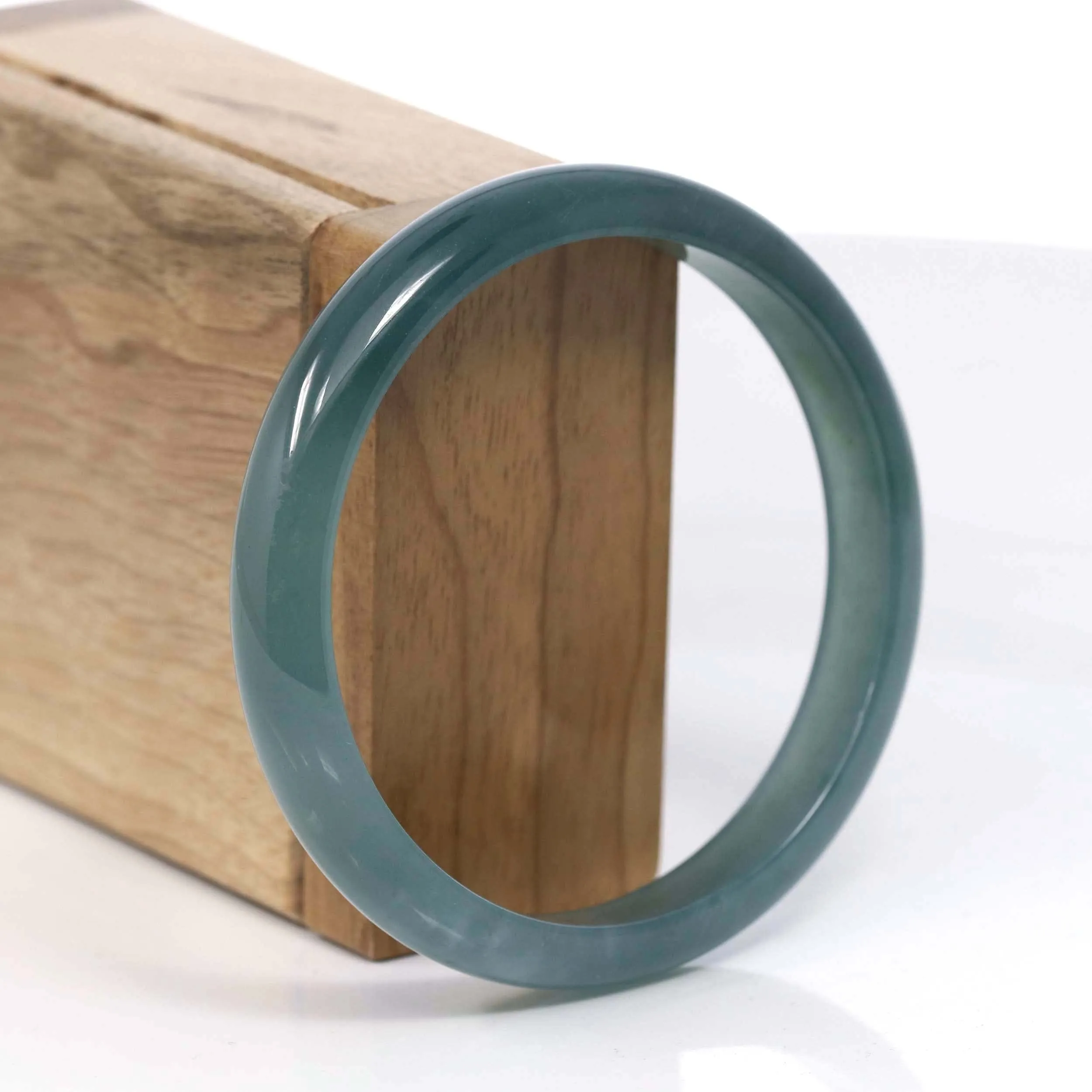 High Natural Guatemalan Blue Jadeite Jade Bangle Bracelet (56.26 mm) #T067