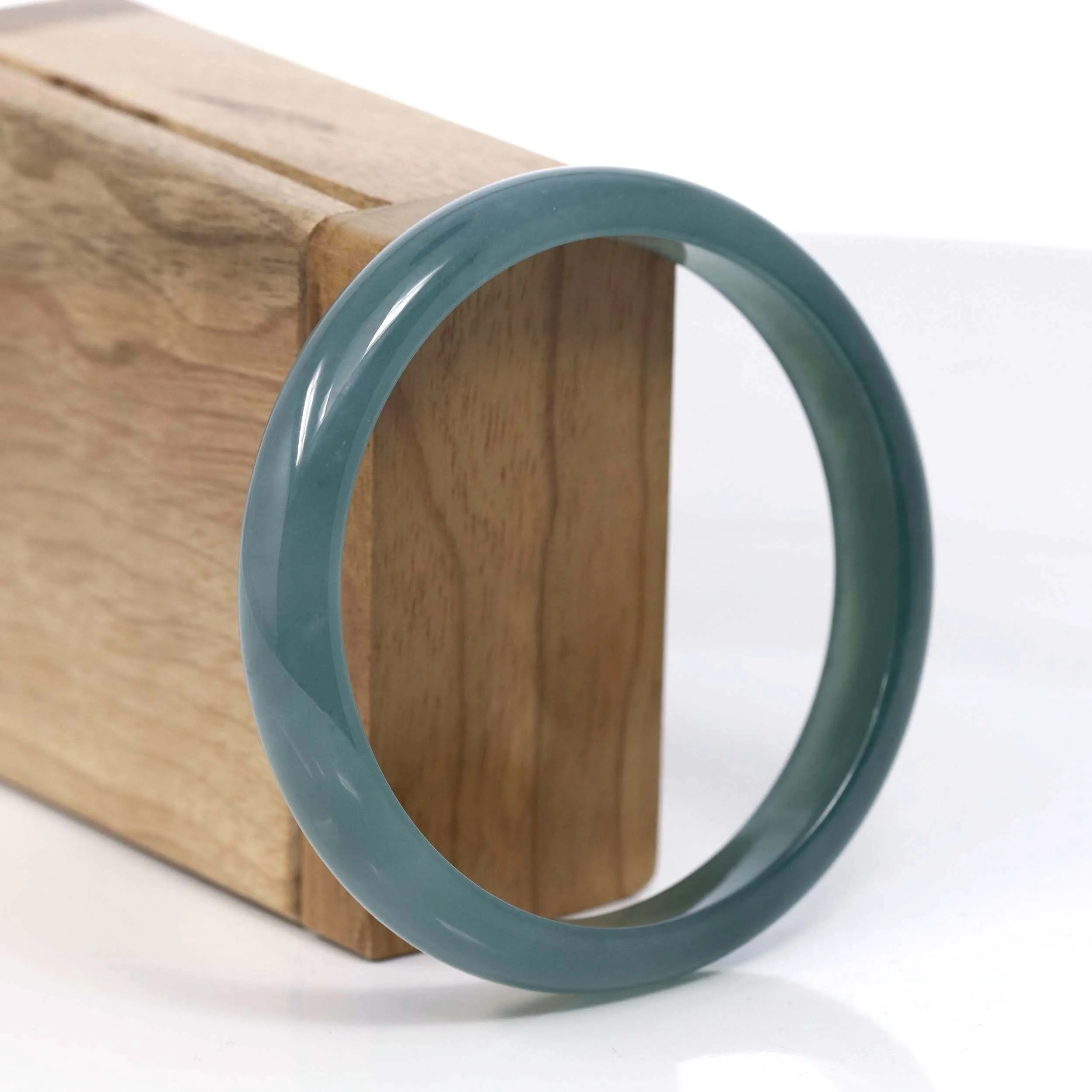 High Natural Guatemalan Blue Jadeite Jade Bangle Bracelet (56.26 mm) #T067