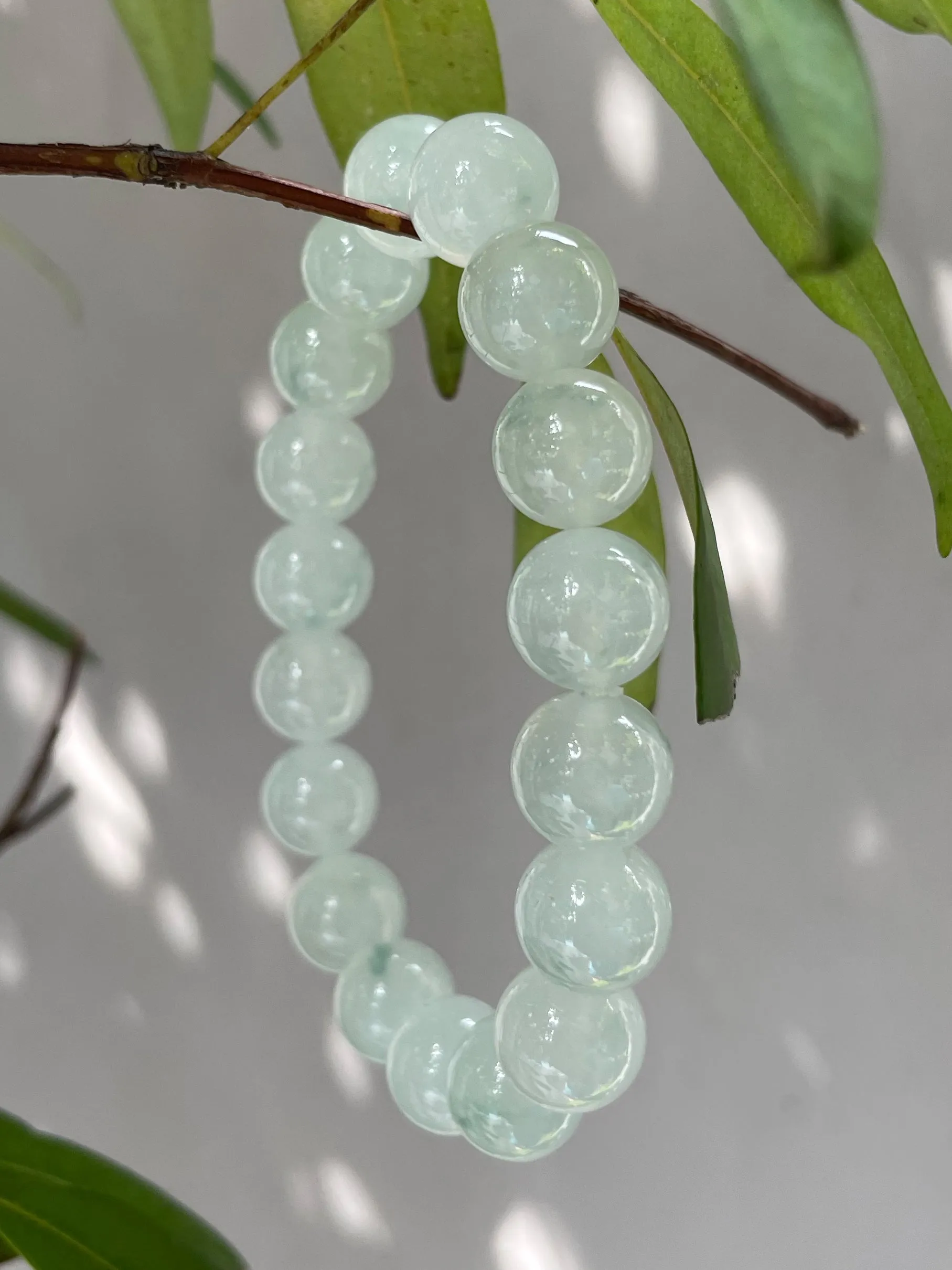 Icy Jadeite Bracelet - Round Beads (NJBA014)