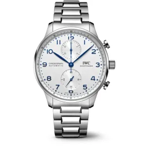 IWC Portugieser Chronograph Watch Silver-Plated Dail 41mm Automatic