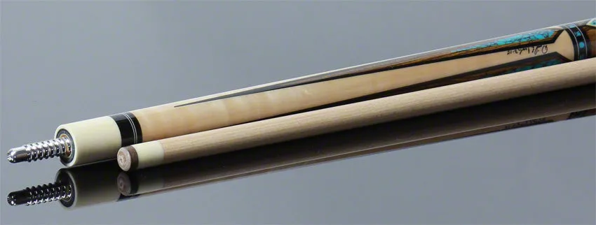 Jacoby Curly Maple Turquoise Point Cue - HB7