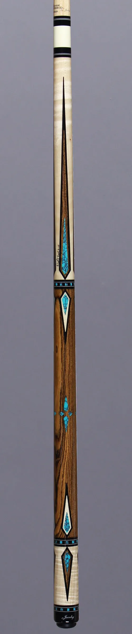 Jacoby Curly Maple Turquoise Point Cue - HB7