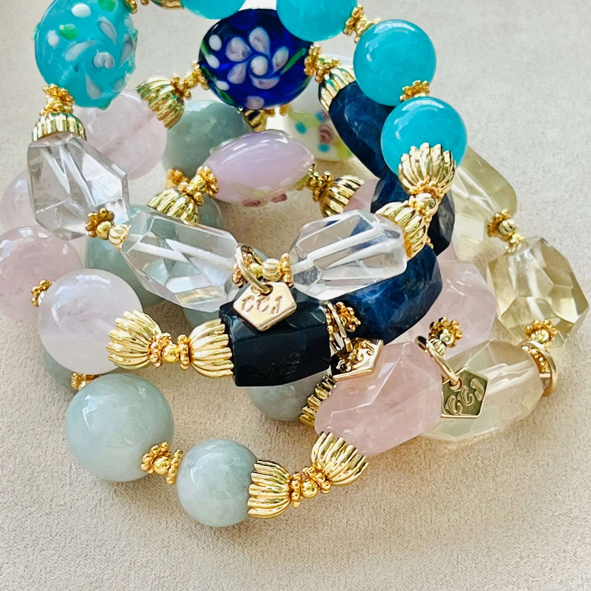 Jade & Raw Rose Quartz Bracelet