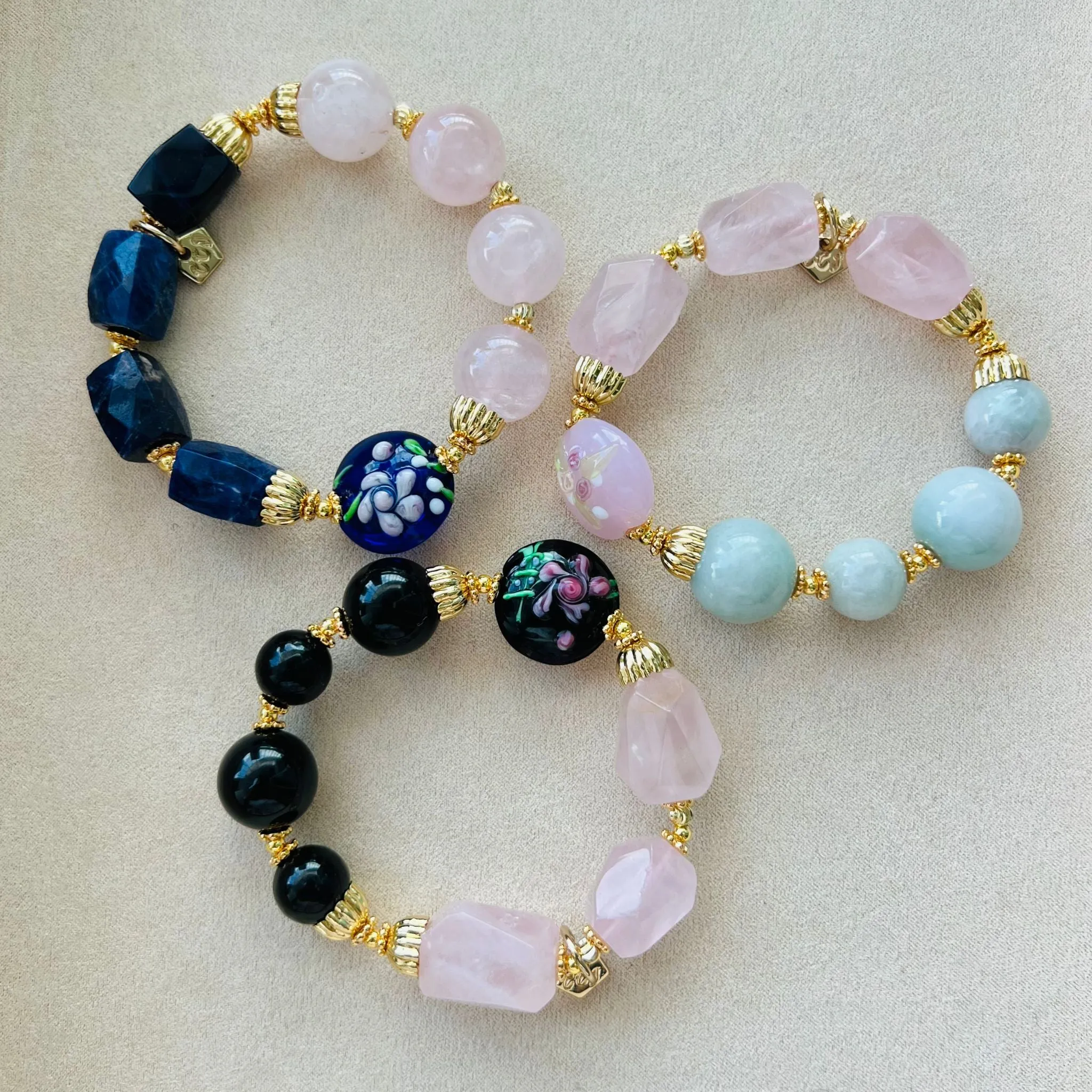 Jade & Raw Rose Quartz Bracelet
