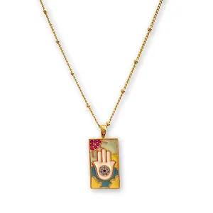 Kerry Hamsa Brass Necklace