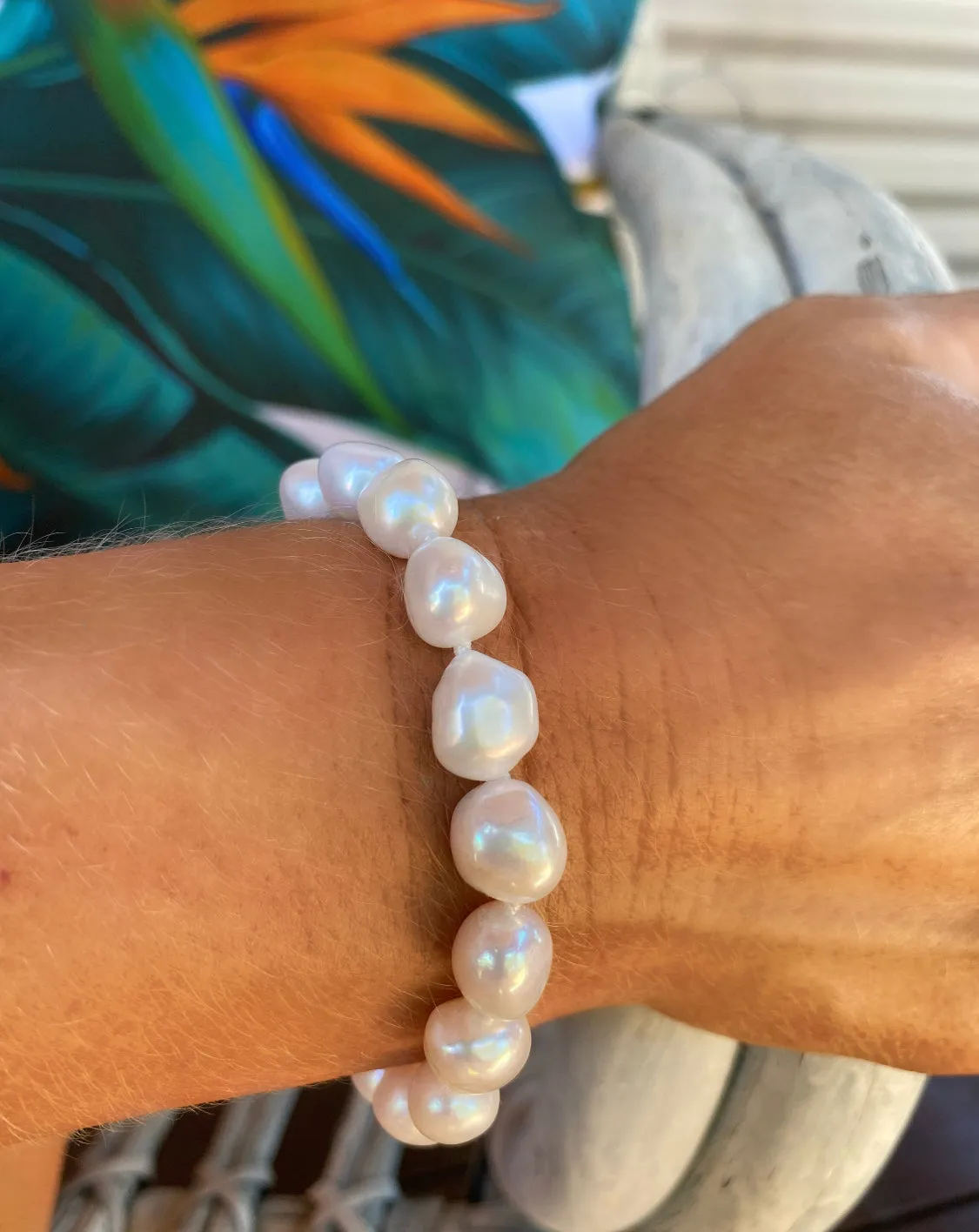 Keshi Pearl Bracelet White