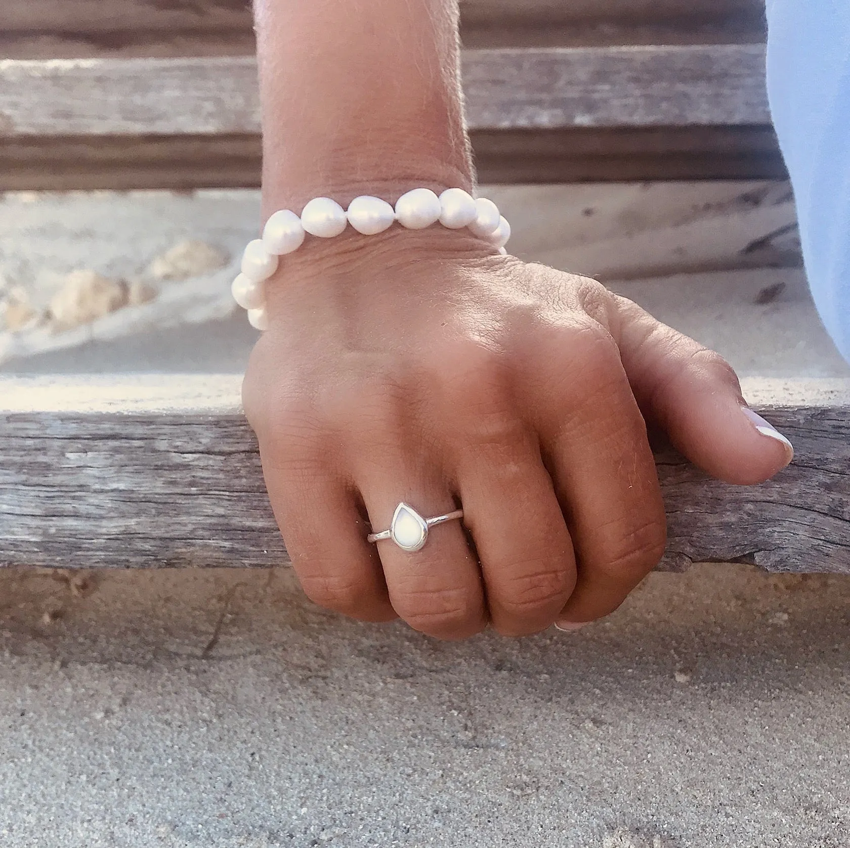 Keshi Pearl Bracelet White