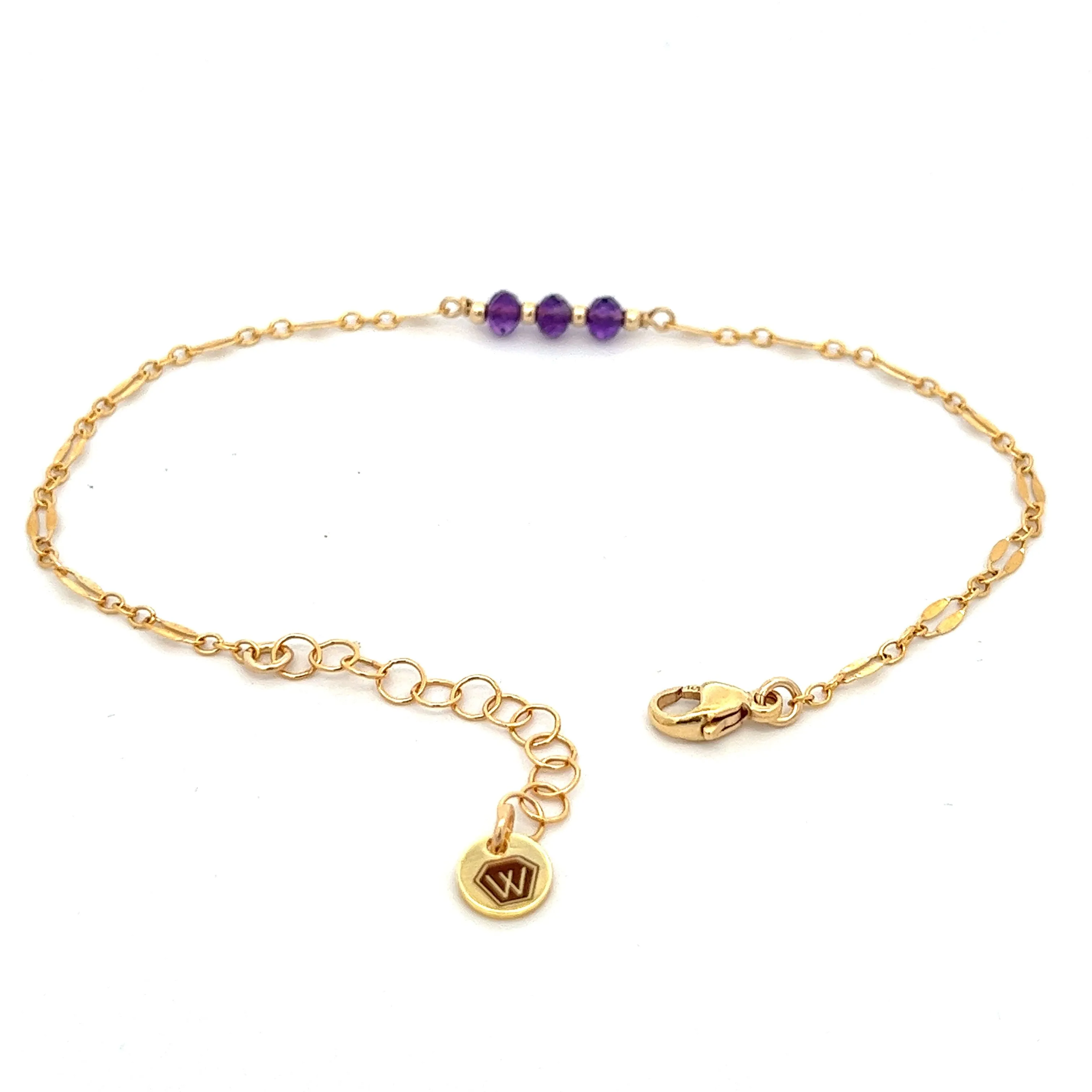 L'amethyste sequin chain bracelet - natural amethyst