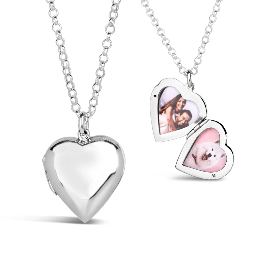 Large 2 Photo Heart Locket  Silver   Photos