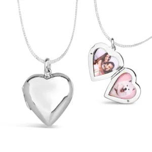 Large 2 Photo Heart Locket  Silver   Photos