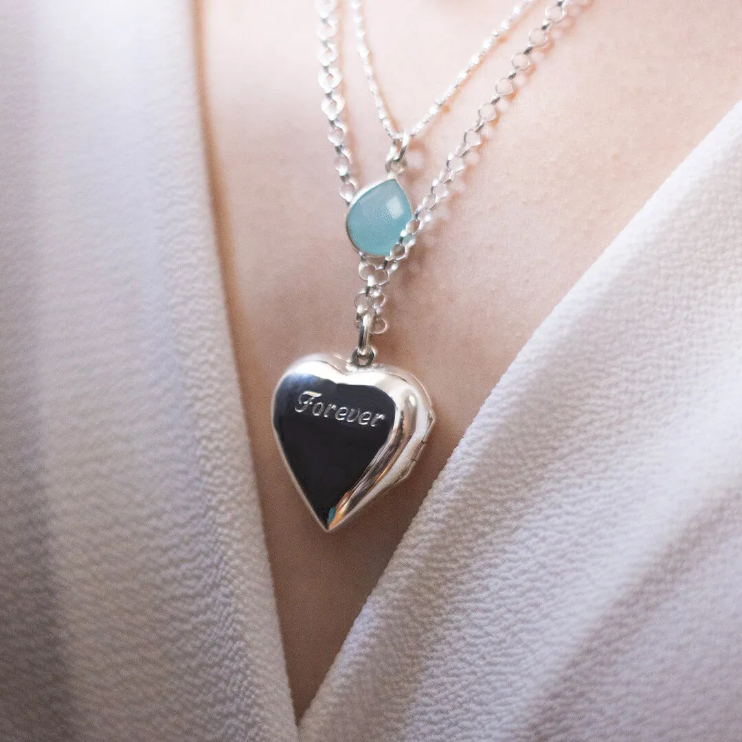 Large 2 Photo Heart Locket  Silver   Photos