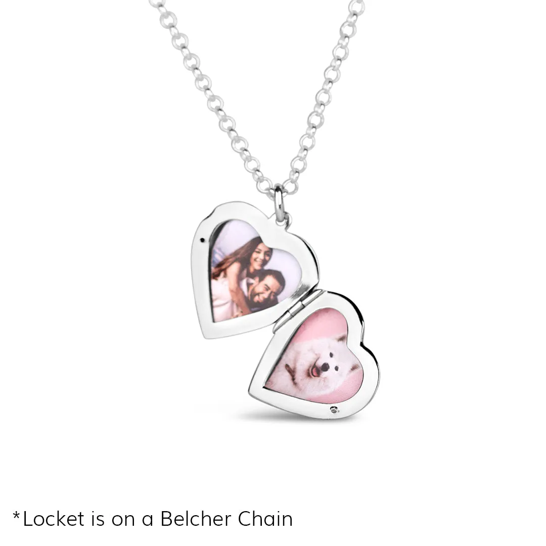 Large 2 Photo Heart Locket  Silver   Photos