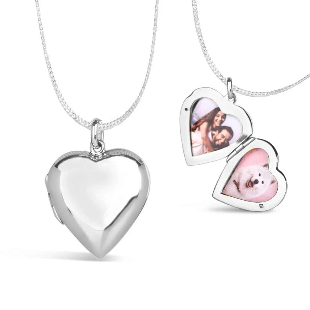 Large 2 Photo Heart Locket  Silver   Photos
