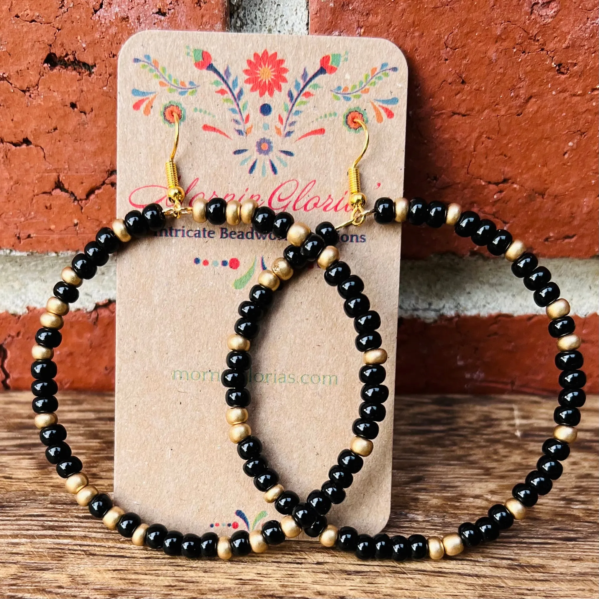 Large Bead Hoop Earrings