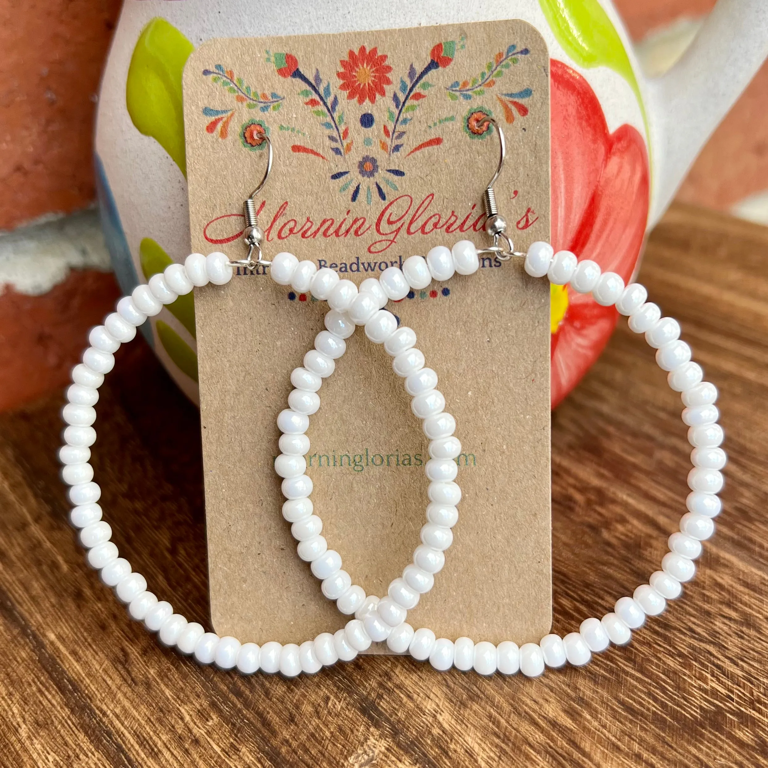 Large Bead Hoop Earrings