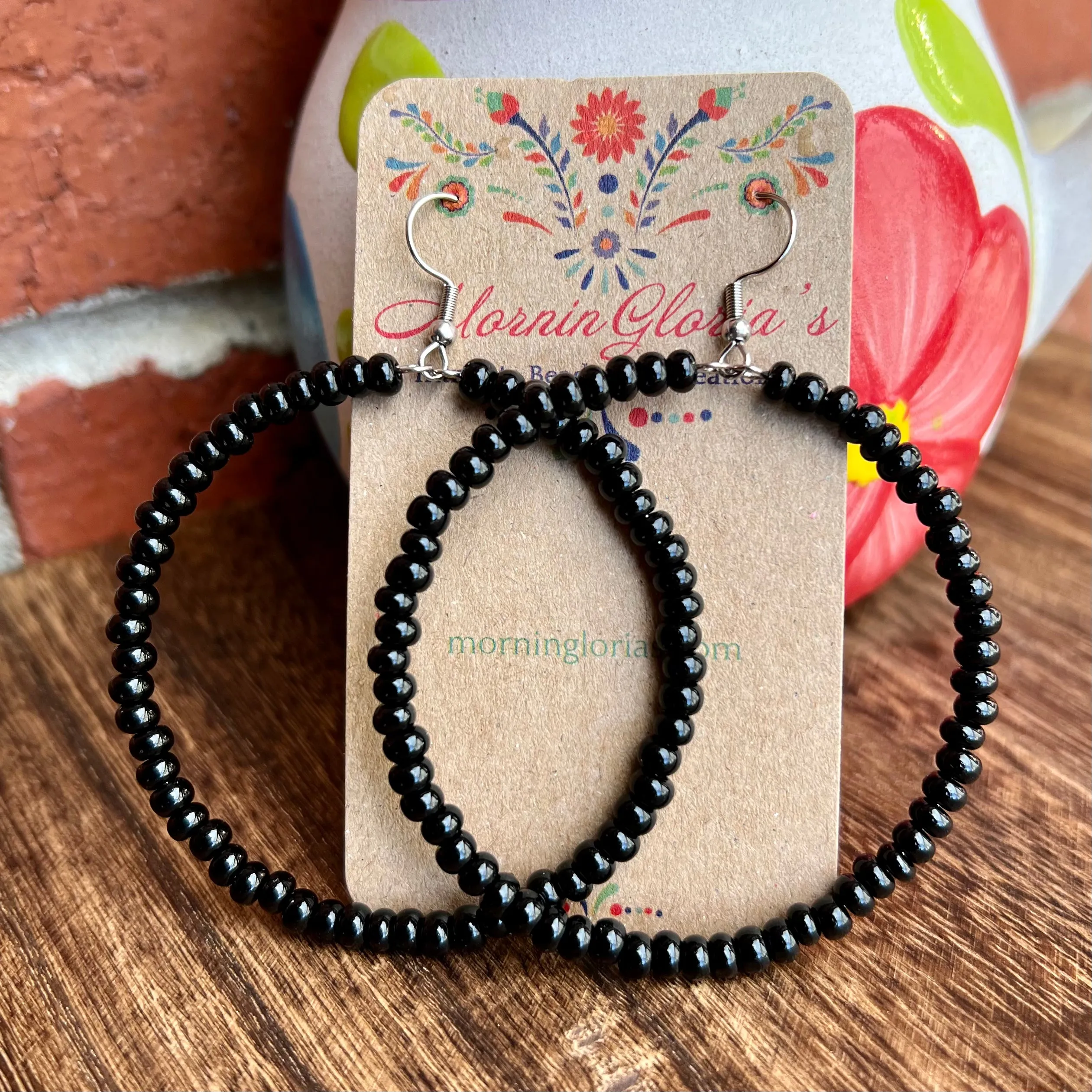Large Bead Hoop Earrings